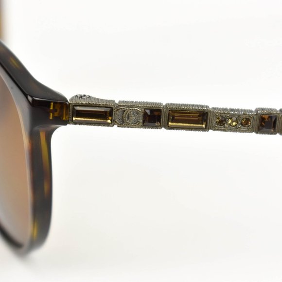 CHANEL "Bijou Cat Eye": Tortoise Brown & "CC" Logo, Polarized Sunglasses (yu) - Picture 3 of 7